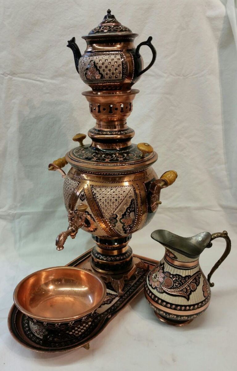 Copper Toreutics Tea Set 301  SOLD
